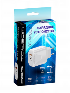 Зарядное устройство для телефона на 2 гнезда, Быстрая зарядка 20W адаптер QC 3.0/PD Орбита OT-APU62